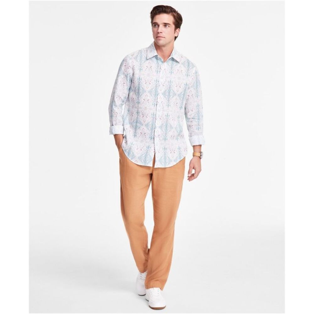 Club Room Mens Zurich Linen Luxury Button Up Shirt, NWT